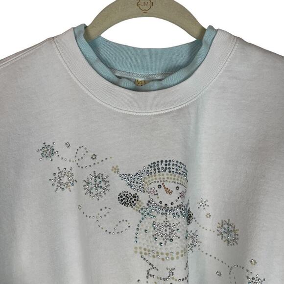 Vintage beaded Snowman sweatshirt double collar - Picture 2 of 9
